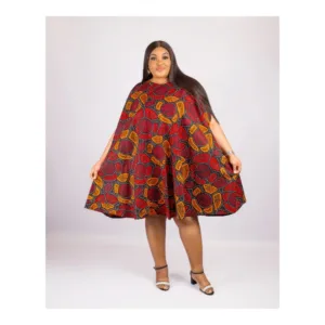 Amaka Dress - Orange And Wine