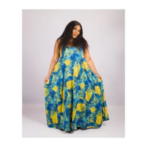 Toun Dress - Sunshine Yellow And Blue Pattern